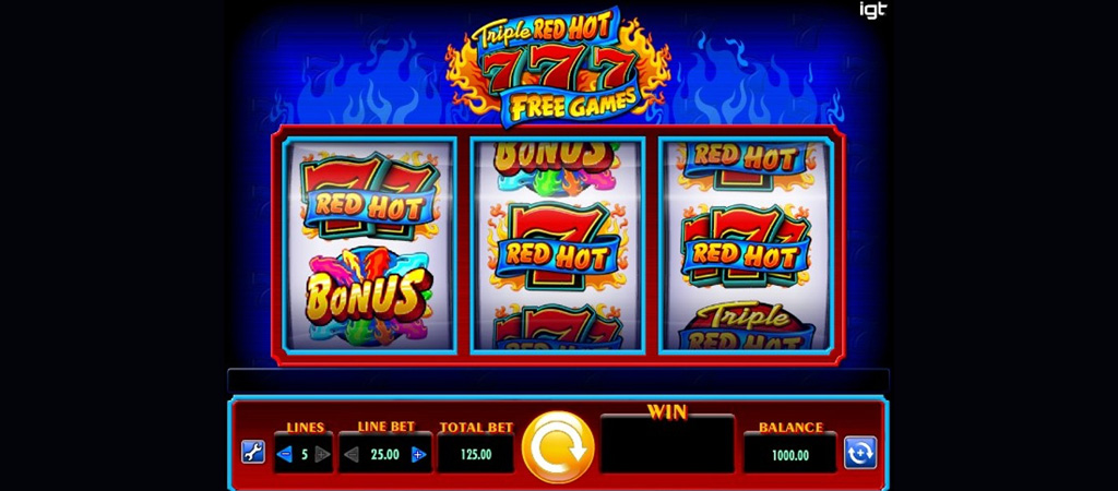 automat lojërash, Triple Red Hot 777, bonus lojëra falas, simbole 777, linja fituese, kazino online, lojëra elektronike