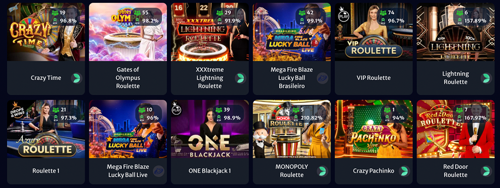 Hellspin Casino, Lojrat e disponueshme në live casino